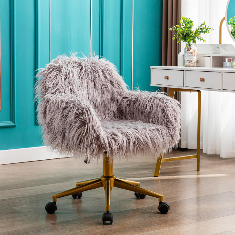 Laurel Foundry Modern Farmhouse Speirs Stylish Faux Fur Task Chair